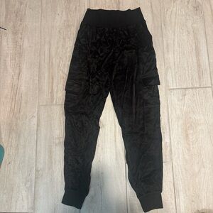 Vici Black Satin Cargo Joggers